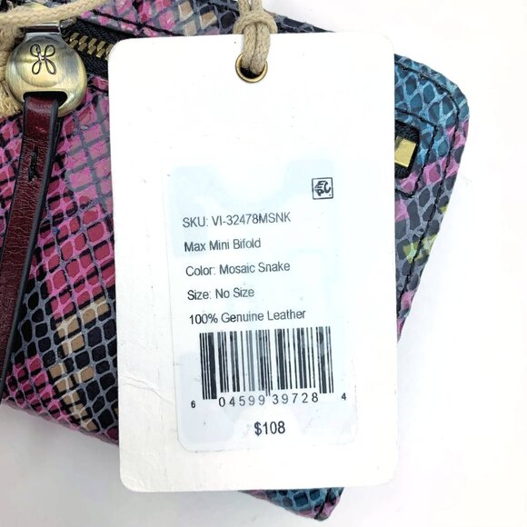 Hobo International Mosaic Snake Max Mini Bifold embossed leather mini wallet - Picture 6 of 6